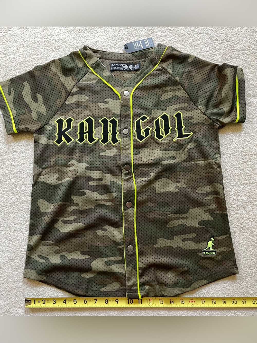 Kangol Women’s Camo Baseball Jersey with Neon Accent